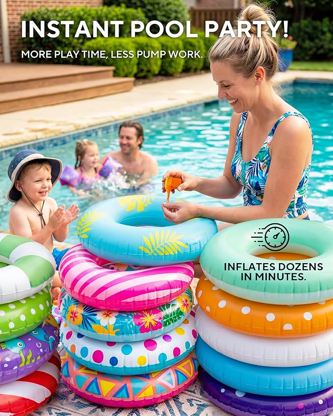 MKARMATER 1.69oz Ultra-Mini Portable Air Pump for Pool Floats & Air Mattress, Quick Wireless Inflator & Deflator for Vacuum Storage Bags, Tiny Rechargeable Electric Pump for Camping