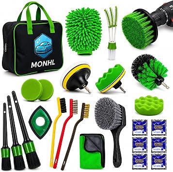 26Pcs Car Detailing Kit – Car Cleaning Kit, Drill Brush for Car Seats Detailing, Car Detailing Brush Set, Car Cleaning S