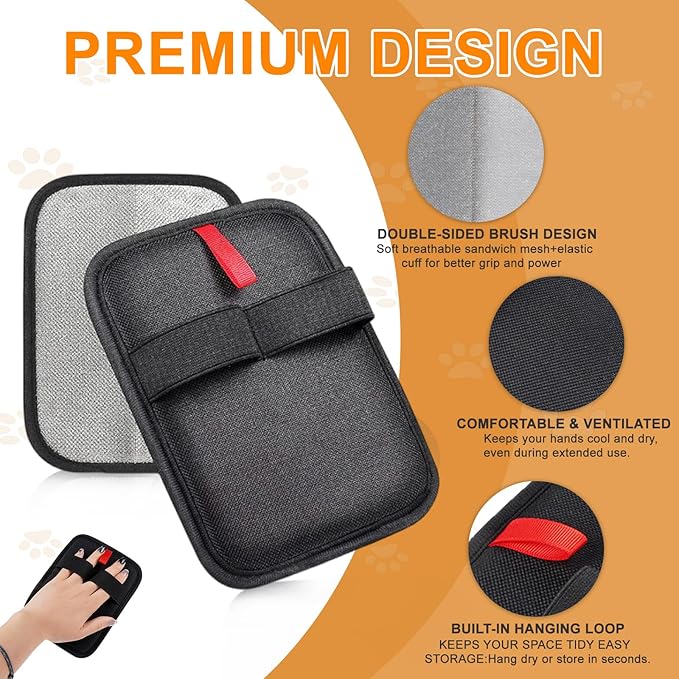 Pet Hair Removal Glove,Reusable Electrostatic Pet Hair Remover Glove,Washable Grooming Tool for Cats, Dogs, Furniture, Car Seats, & Carpets(2 Piece)
