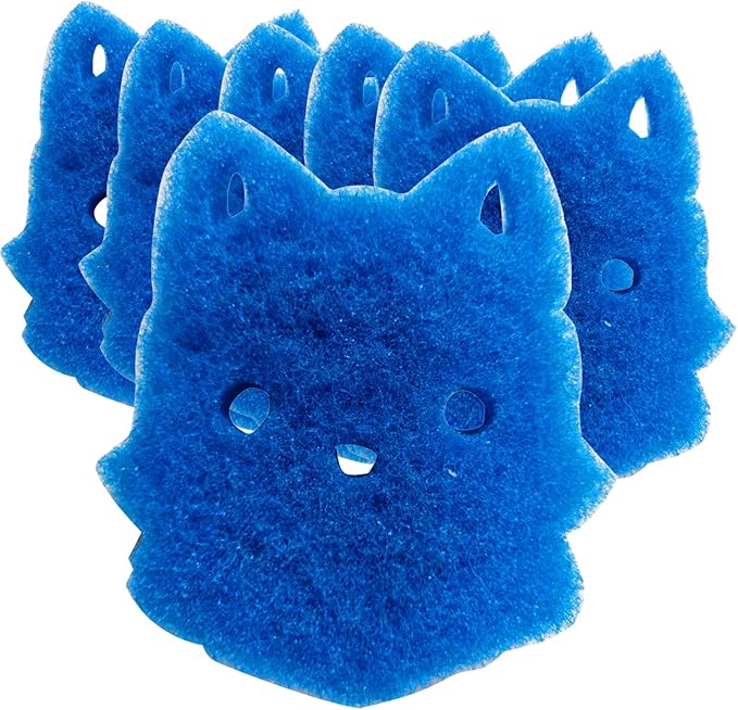 Pet Hair Remover for Laundry, 6PCS Reusable Dog & Cat Hair Remover Tool - Removes Pet Fur, Hair, Lint, Dander from Clothes &Washing Machine. (Blue, cat face)