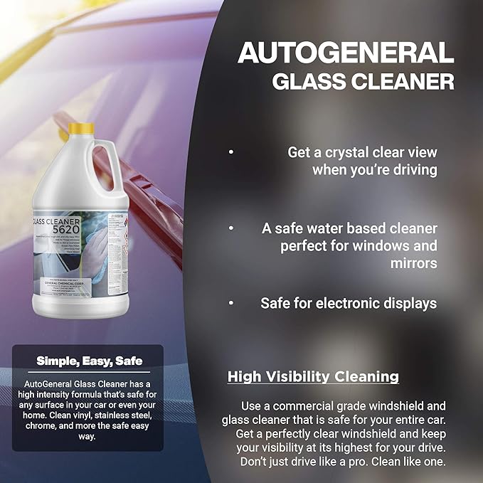 AutoGeneral Car Glass Cleaner 5620 -Streak-Free Window Windshield Power Cleaning Ammonia Free Automobile Glass Cleaner Car Windows & Mirror Cleaner
