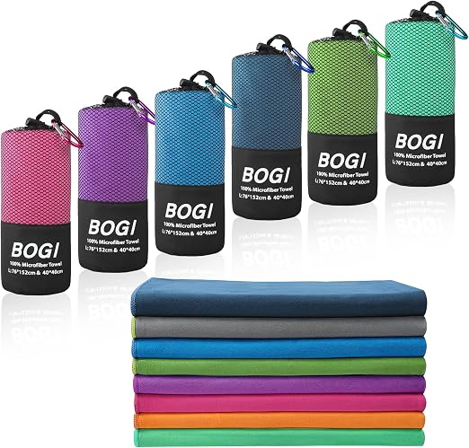 BOGI Microfiber Travel Sports Towel-Quick Dry Towel, Soft Lightweight Microfiber Camping Towel Absorbent Compact Travel 
