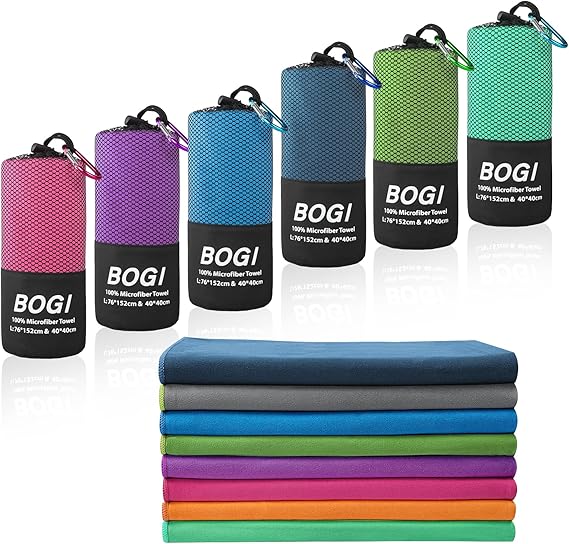 BOGI Microfiber Travel Sports Towel-Quick Dry Towel, Soft Lightweight Microfiber Camping Towel Absorbent Compact Travel 