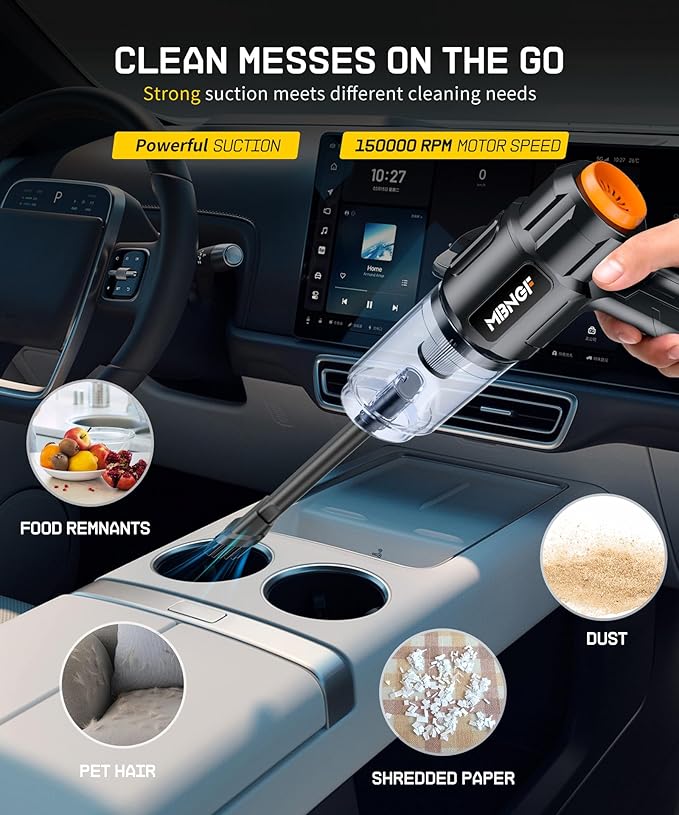 Car Vacuum Portable Cordless, High Power Suction & Blower, Handheld Vacuum Cleaner for Car, Home, Desktop, Keyboard,Birthday Gifts for Men Dad Husband(Jet Black)