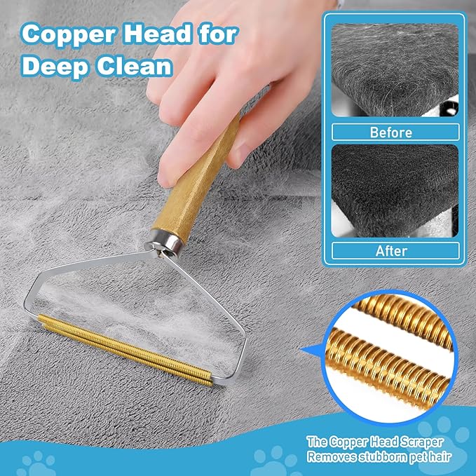 Pet Hair Removal Tool: 6 Pcs Dog Cat Hair Remover - Reusable Pet Hair Remover with Laundry Pet Hair Catcher - Portable Carpet Rake Scraper Fur Removal Tool for Rugs Car Mats Couch Furniture
