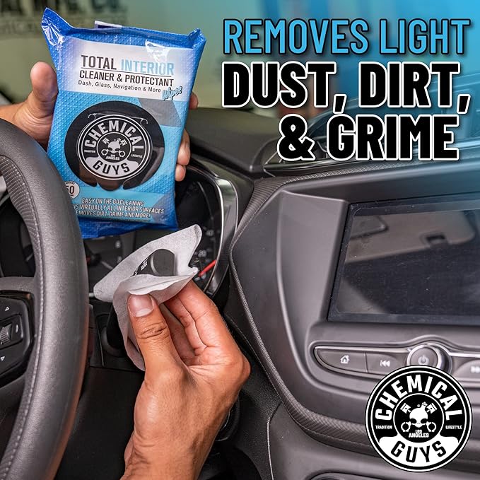 Chemical Guys PMWSPI22050 Total Interior Cleaner & Protectant Wipes Mega 100 Pack, Safe for Cars, Trucks, SUVs, Jeeps, Motorcycles, RVs & More ( 50 Ct)