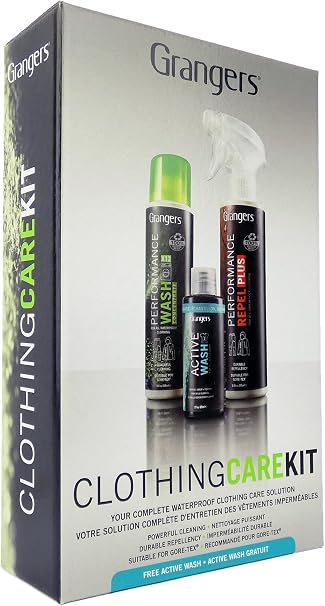 Grangers All-In-One Clothing Care Kit with Performance Wash (10 oz), Performance Repel Plus 9.3 oz Spray), and Active Wa
