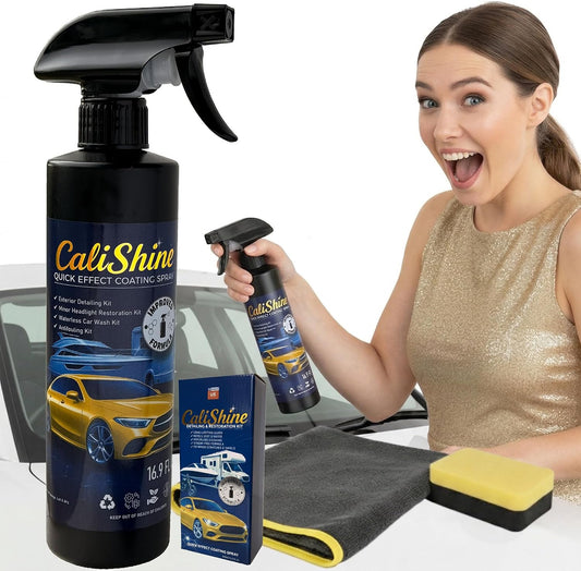 CaliShine Quick Effect Coating Spray - 16.9 fl oz Waterless Ceramic Car Wax Coat - Detail Polish & Cleaner for Cars Boat Body & Glasses