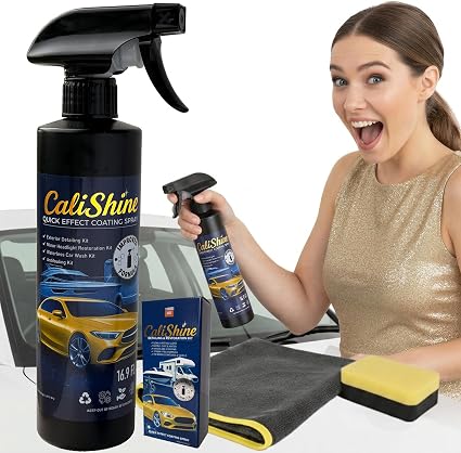 CaliShine Quick Effect Coating Spray - 16.9 fl oz Waterless Ceramic Car Wax Coat - Detail Polish & Cleaner for Cars Boat