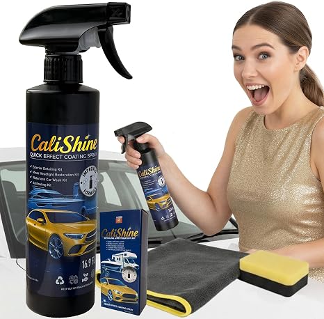 CaliShine Quick Effect Coating Spray - 16.9 fl oz Waterless Ceramic Car Wax Coat - Detail Polish & Cleaner for Cars Boat