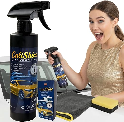 CaliShine Quick Effect Coating Spray - 16.9 fl oz Waterless Ceramic Car Wax Coat - Detail Polish & Cleaner for Cars Boat