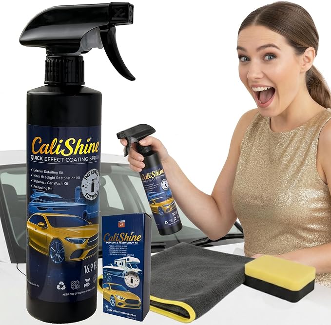 CaliShine Quick Effect Coating Spray - 16.9 fl oz Waterless Ceramic Car Wax Coat - Detail Polish & Cleaner for Cars Boat