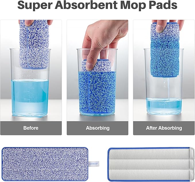 JOYMOOP Replacement Mop Pads for Flat Mop Bucket System, Microfiber, 13-Inch, Pack of 4, Slate Blue