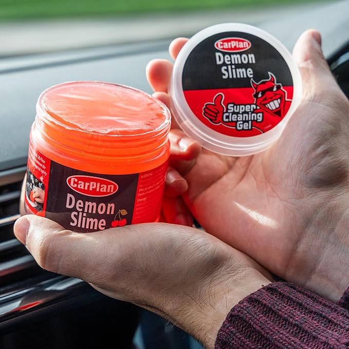 CarPlan Demon Slime 5.6 Oz - Car Interior Cleaner Gel | Putty Removes Dust & Dirt - for Detailing, Cleaning Vents, Cup Holders, Keyboards, Offices | Hot Cherry Scent