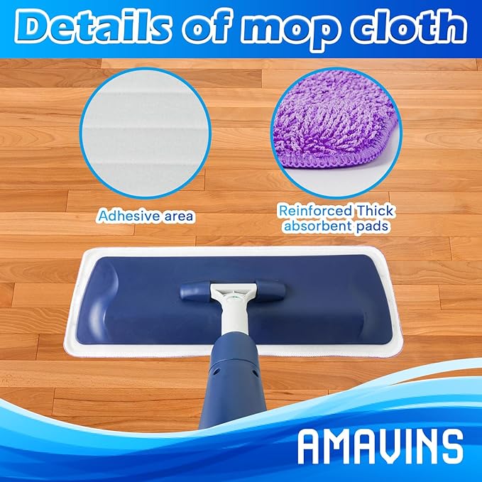3 Pack Microfiber Reusable Mop Pads, Wet/Dry Floor Cleaning Refill Mop Pads, Spray Mop Hard Wood Floor Mop Pads Refills, Machine Washable Power Mop Pads Replacement