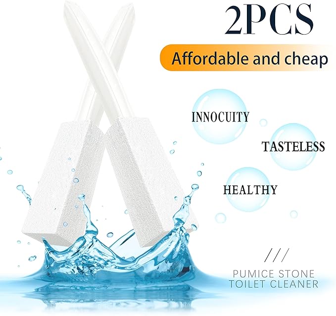 Kadden 2 Pack Toilet Cleaner Hard Water Build up Remover with Ergonomic Handle, Pumice Stone Cleanning Tool Stain Hard Water Ring Cleaner for Toilet, Pool, Bathroom, Sink
