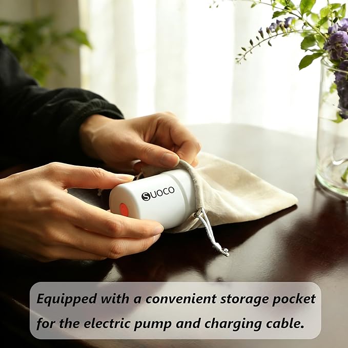 SUOCO Travel Vacuum Pump for Vacuum Storage Bags, Mini USB Rechargeable Portable Cordless Electric Pump for Compression Seal Space Saver Bags (Storage Bags Not Included), White