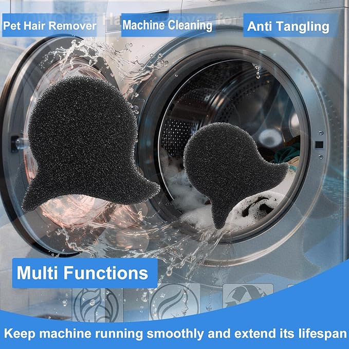 Pet Hair Remover for Laundry, 6PCS Reusable Dog & Cat Hair Remover Tool - Removes Pet Fur, Hair, Lint, Dander from Clothes &Washing Machine. (Black, Fish Tail)
