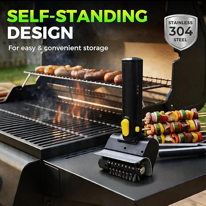 Electric BBQ Grill Brush - Cordless USB Rechargeable Grill Cleaning Brush with High-Speed Motor, Heavy Duty Stainless Steel Bristles, Automatic Barbecue Grate Cleaner Tool, Perfect BBQ Accessories