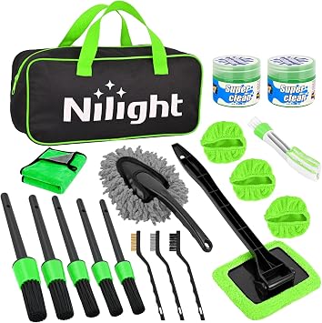 Nilight 15PCS Car Detailing Kit for Interior Exterior Car Care, Green