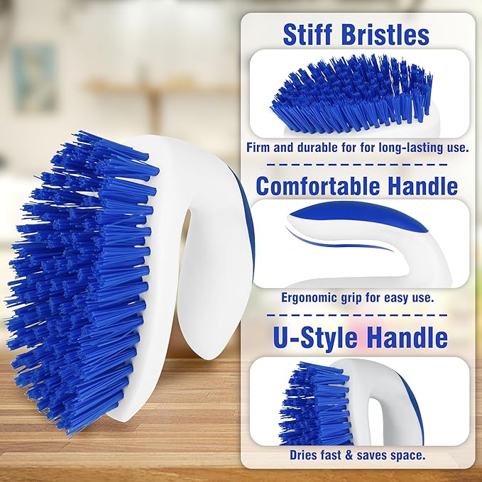 2 Pack Scrub Brushes, Cleaning Brush with Stiff Bristles, Handheld Scrubber for Bathroom, Shower, Tile, Carpet, Bathtub & Floor