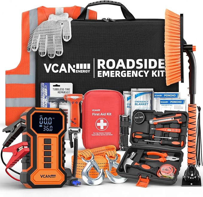 Jump Starter with Air Compressor Car Emergency Kit for Women, Men, Teen