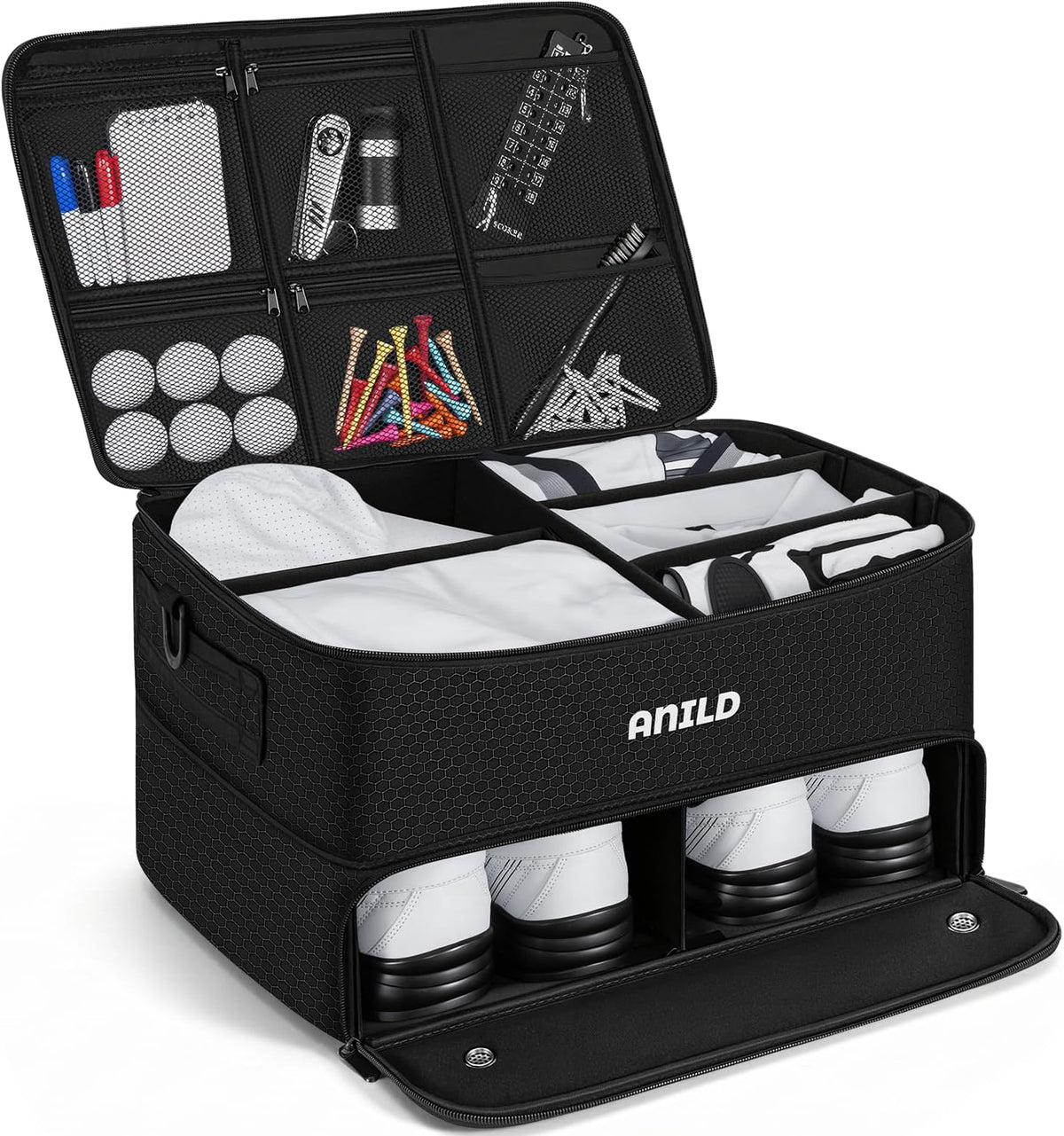 Golf Trunk Organizer, 2 Layer Golf Storage Case