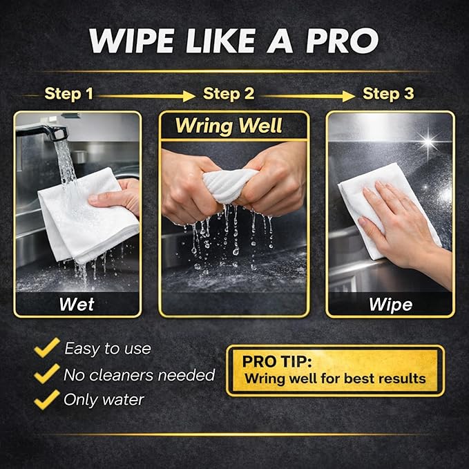 Microfiber Magic Streak Free Cleaning Cloth 10 Pack Clean Any Surface with Just Water Eco Friendly Perfect for Window, Mirror, Glass, Kitchen, Counters, Appliances, Car, Cycle, TV Screen