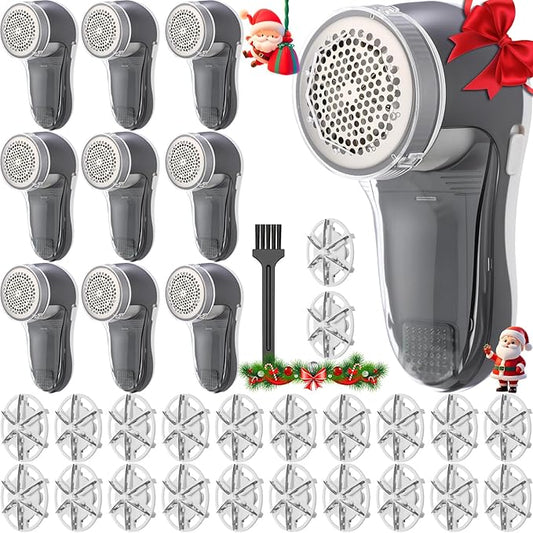 10 Pack Fabric Shaver and Lint Remover,Sweater Defuzzer with 20 Replaceable Blades,Fuzz Remover Furniture Sweater Shavers to Remove Pilling, Battery Operated, Gray