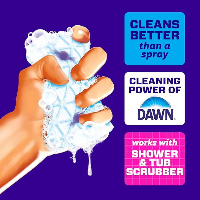 Mr. Clean Magic Eraser Sponge, Bathroom, Shower, Tub Cleaner, Soap Scum Remover, Bathroom Cleaning Supplies, Dawn Cleaning Power with Lavender Scent, Shower & Tub, 6ct