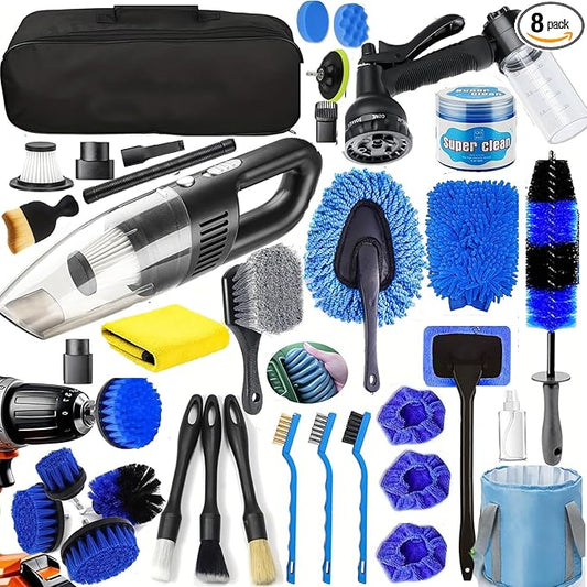 36Pcs Car Detailing Kit, Car Detailing Brush Set, Car Wash Cleaning Kit, Car Detailing Brushes, Professional Car Care Kit for Interior Exterior Wheels, Blue