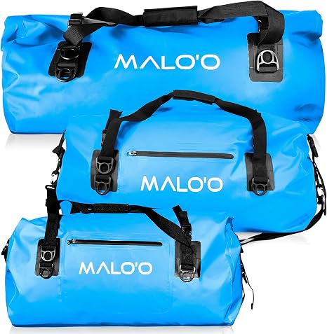 Malo’o Waterproof Dry Duffel, Heavy-Duty Roll Top Waterproof Gear Bag with Shoulder Strap & Molle Loops, Marine Duffel f
