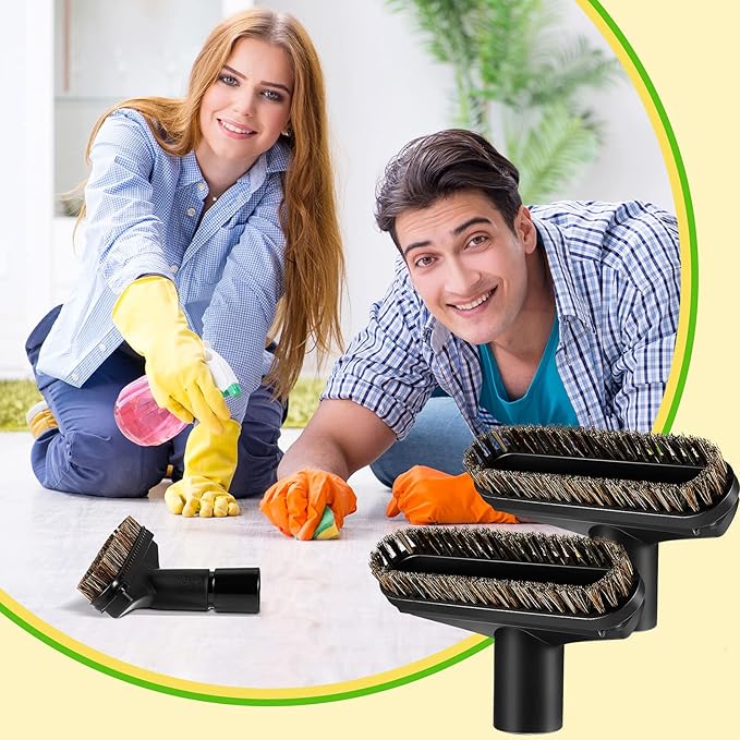 Honoson 2 Pcs 1-1/4 Vacuum Brush Attachment Square Horse Hair Vacuum Dusting Brush Hose Attachments Dust Tool Replacement 1.25 Soft Bristle Cleaner for Standard Hose