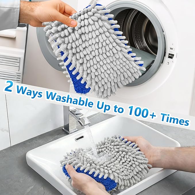 Reusable Mop Pads for Enspoway Dust Mop - Double-Sided Microfiber Chenille Refills for Kitchen Bathroom Tile Cleaning - Washable Absorbent Pads for Hardwood Laminate Floor Cleaning Only for B0FRDZDTMP