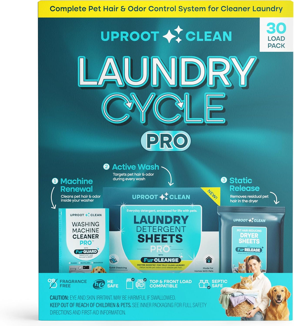 Laundry Cycle Pro: 3-Step Pet Hair Laundry Set, Unscented