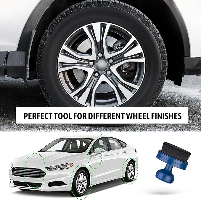 BABYSHEEP Car Tire Shine Applicator,Vegan Tire Shine Brush with Stand for Auto Detailing Cleaning Service,Black+Blue (2pc)