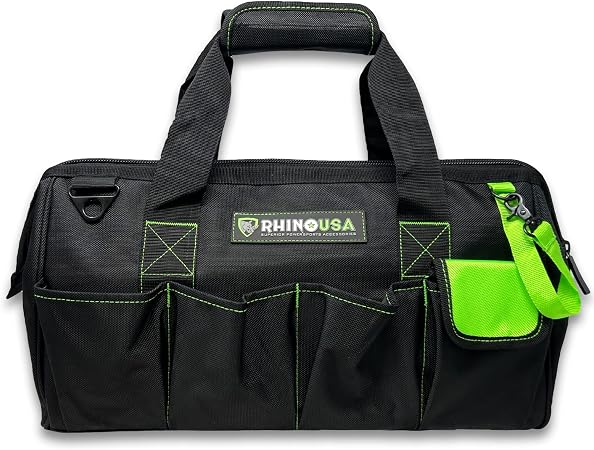 Rhino USA Tool Bag (18-Inch) - Heavy Duty Wide Mouth Tote for Men