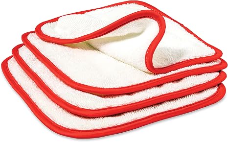 Griot's Garage PFM Dual Weave Wax Removal Towels for Car Wash, Cleaning, and Detailing, Double-Sided, Set of 4, 9" x 9",