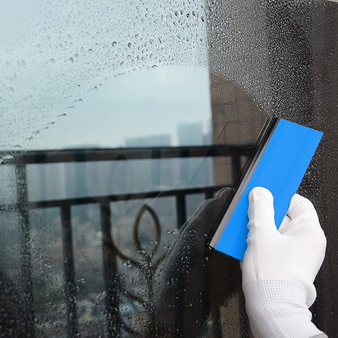 FOSHIO 6 Inch Rubber Squeegee for Kitchens, Glass, Shower and Car Windows, Film Installation Vinyl Scraper Tint Squeegee, Windshield Glass Cleaning Tool, Pack of 3 (Blue)