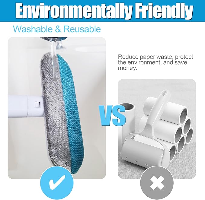 Magic Pet Hair Remover for Dog Cat Owners 1 Pieces,TikTok 4 in 1 Multifunctional Pet Hair Removal Tool for Couch Furniture Carpet Clothing, Reusable Washable Broom Brush for Window Tile Lint Cleaning