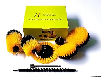 HUAWELL 8 Pack Drill Brush Power Scrubber Cleaning Brush Extended Long Attachment Set All Purpose for Bathroom Surfaces,