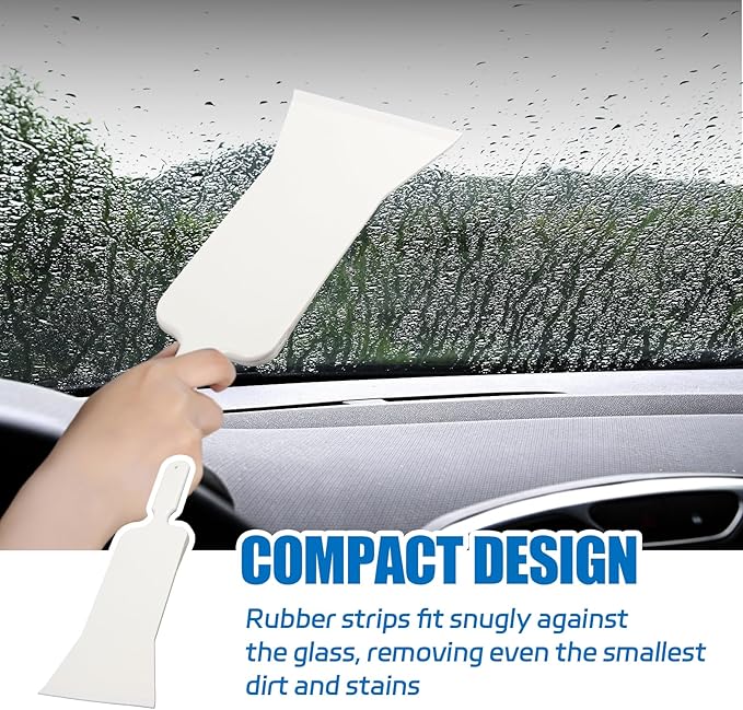 Hovom Car Bulldozer Squeegee, Long Handle Tint Tools, Scrubber Bulldozer Squeegee for Car Window Cleaning/Vinyl Wrap/Snow Frost Ice Removal, Automotive Flat Glass Tint Squeegees (1PCS: White)