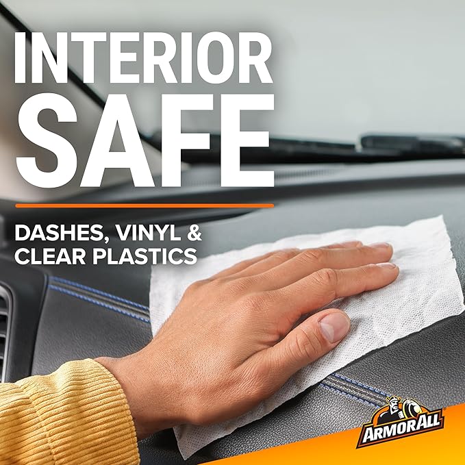 Armor All Interior Car Cleaning Wipes, Canister, Powerful Cleaning for Dashboards, Vinyl, Clear Plastics, Carpet and Fabric, 25 Count (Pack of 6)
