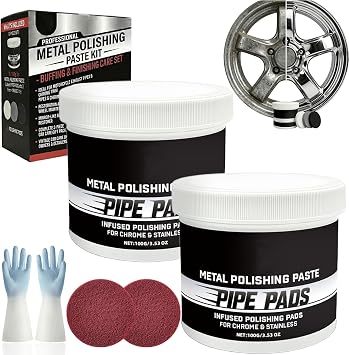 3.5Oz Pipe Polishing Pads - Car Detailers Wheels Gloss Restorer, Buffing and Finishing Care Set for Car Exhaust Pipes & 
