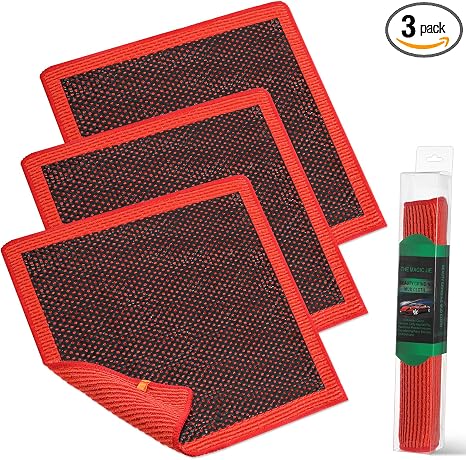 3 Pcs 12'' Clay Towel, Fine Grade Microfiber Clay Decontamination Towel for Cleaning and Release of Paint Contaminants, 