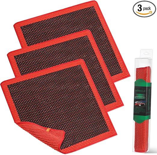 3 Pcs 12'' Clay Towel, Fine Grade Microfiber Clay Decontamination Towel for Cleaning and Release of Paint Contaminants, 