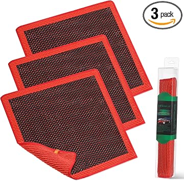 3 Pcs 12'' Clay Towel, Fine Grade Microfiber Clay Decontamination Towel for Cleaning and Release of Paint Contaminants, 
