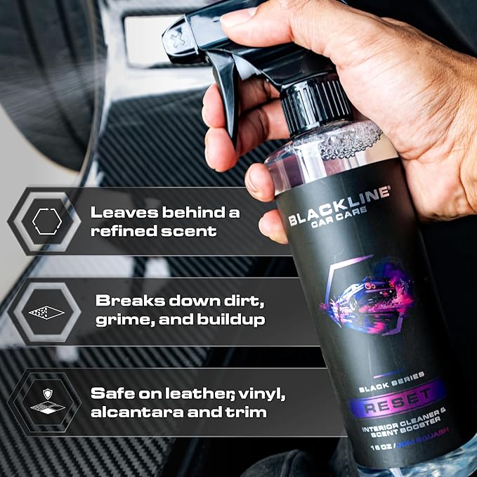 Blackline Luxury Scented Leather Interior Car Cleaner Reset Deep Cleans & Deodorizes All Surfaces, pH-Neutral High-Foam Formula, Long-Lasting Premium Fragrance and Deodorization for Car - Dark Ice