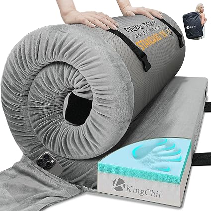 KingChii CertiPUR-US Memory Foam Camping Mattress, Portable Roll Up Travel Car Camping Mattress Sleeping Pad & Floor Mat