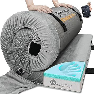KingChii CertiPUR-US Memory Foam Camping Mattress, Portable Roll Up Travel Car Camping Mattress Sleeping Pad & Floor Mat